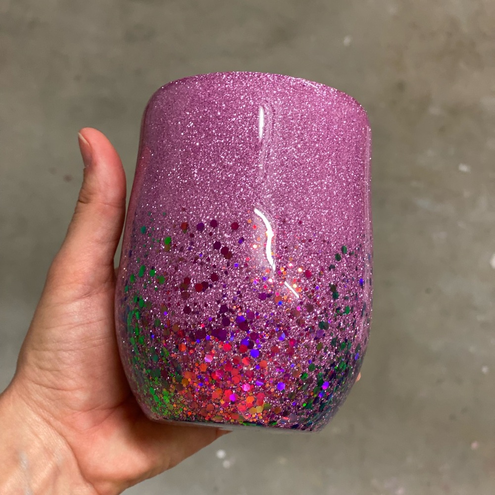 12 oz wine glitter tumbler
